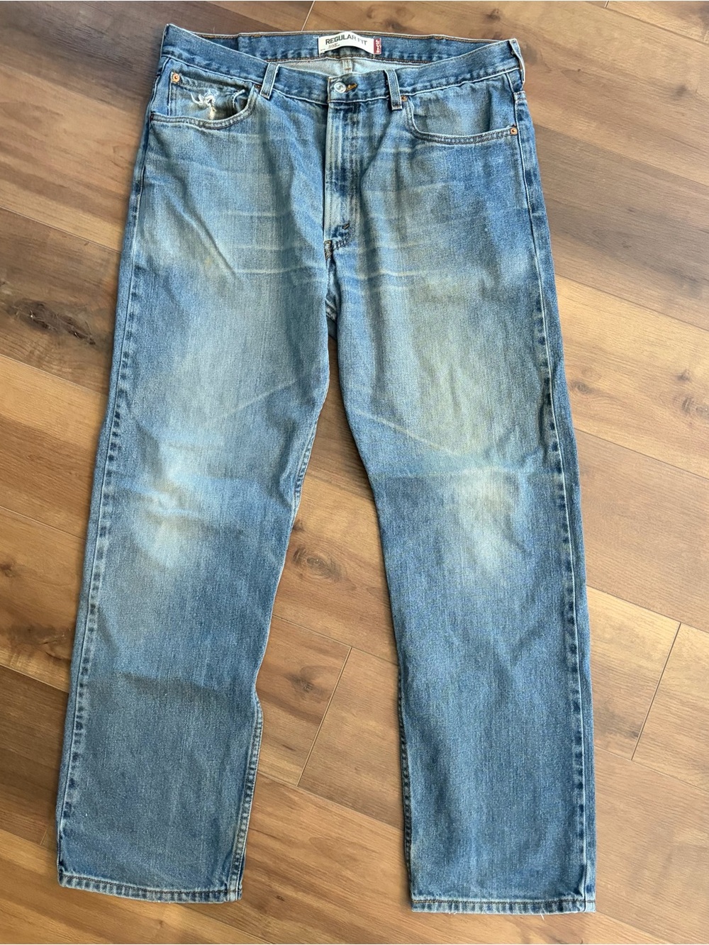 Vintage Y2K Levi’s 505 Regular Fit Faded Distressed Denim Blue Jeans Mens 38x32